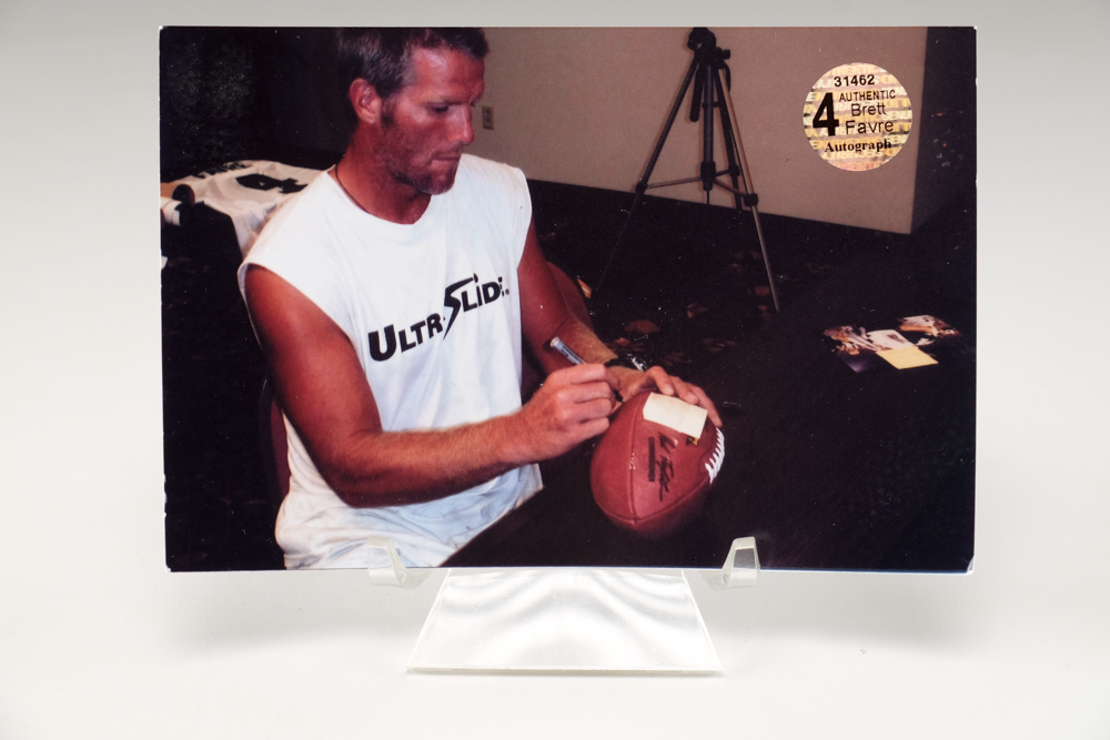 Brett Favre Signed Football with Case  COA