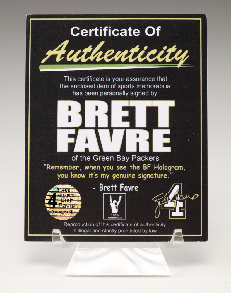 Brett Favre Signed Football with Case  COA