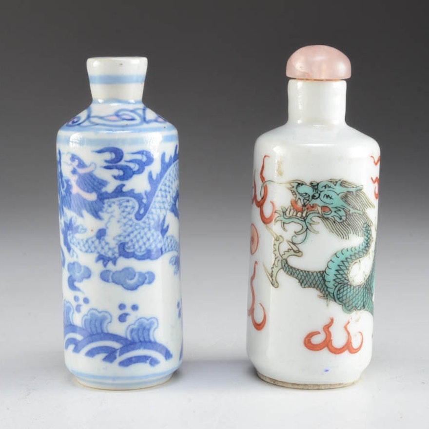 Pair of Qing Dynasty Hand Painted Snuff bottles