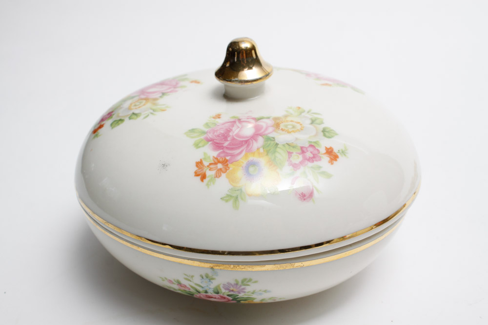 Dresser Set with Gold Tone Costume Jewelry