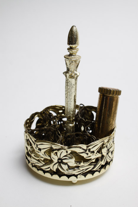 Dresser Set with Gold Tone Costume Jewelry