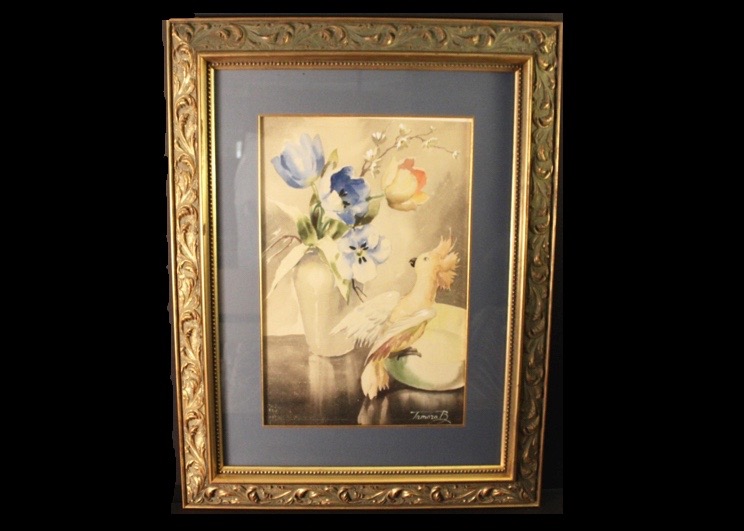 1940's Tamara B. Framed Watercolor Painting