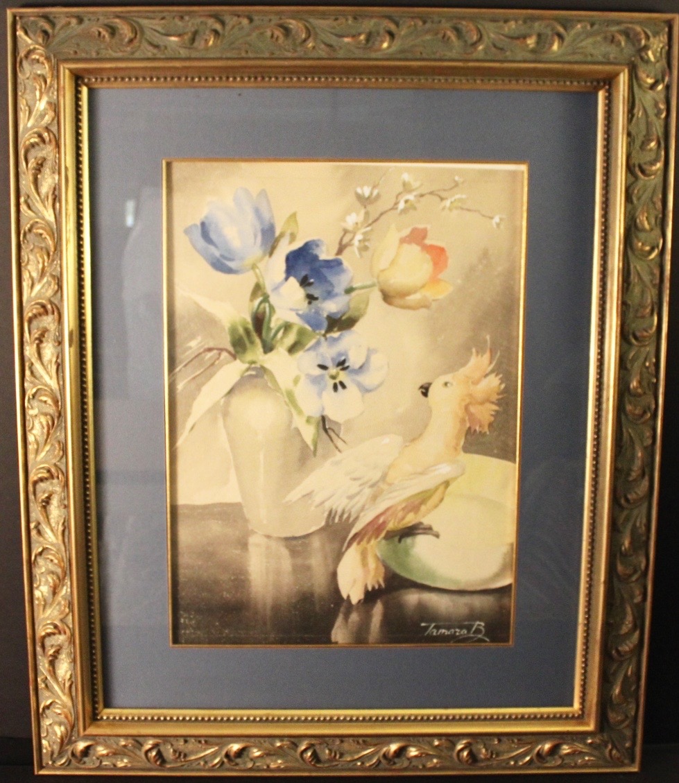 1940's Tamara B. Framed Watercolor Painting