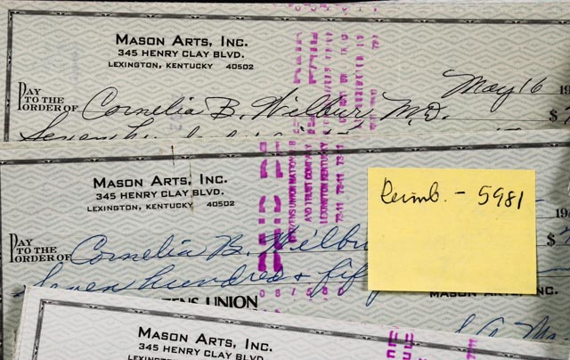 Checks to Shirley A. Mason and Cornelia B. Wilbur, MD.
