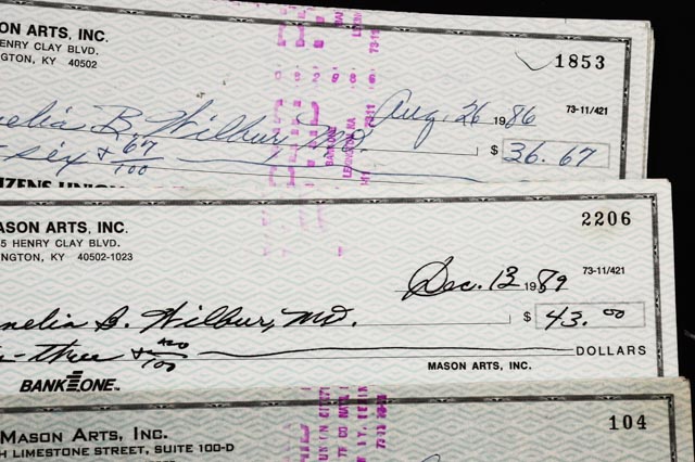 Checks to Shirley A. Mason and Cornelia B. Wilbur, MD.
