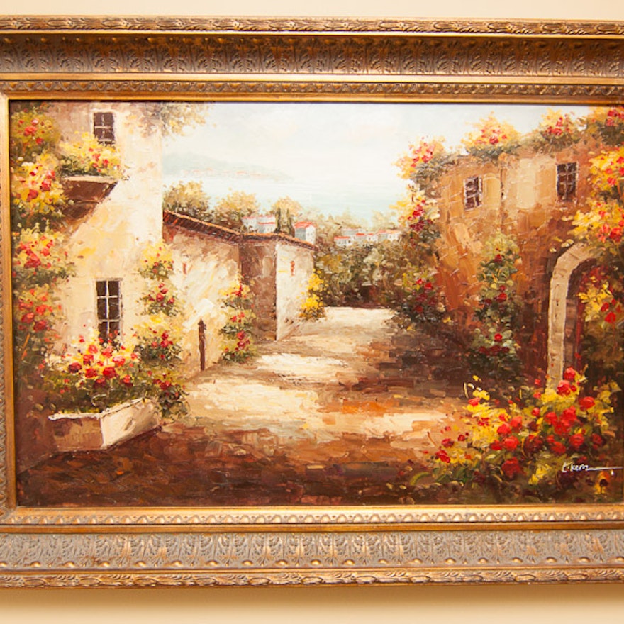 Original Villa Landscape Painting by L. Kern
