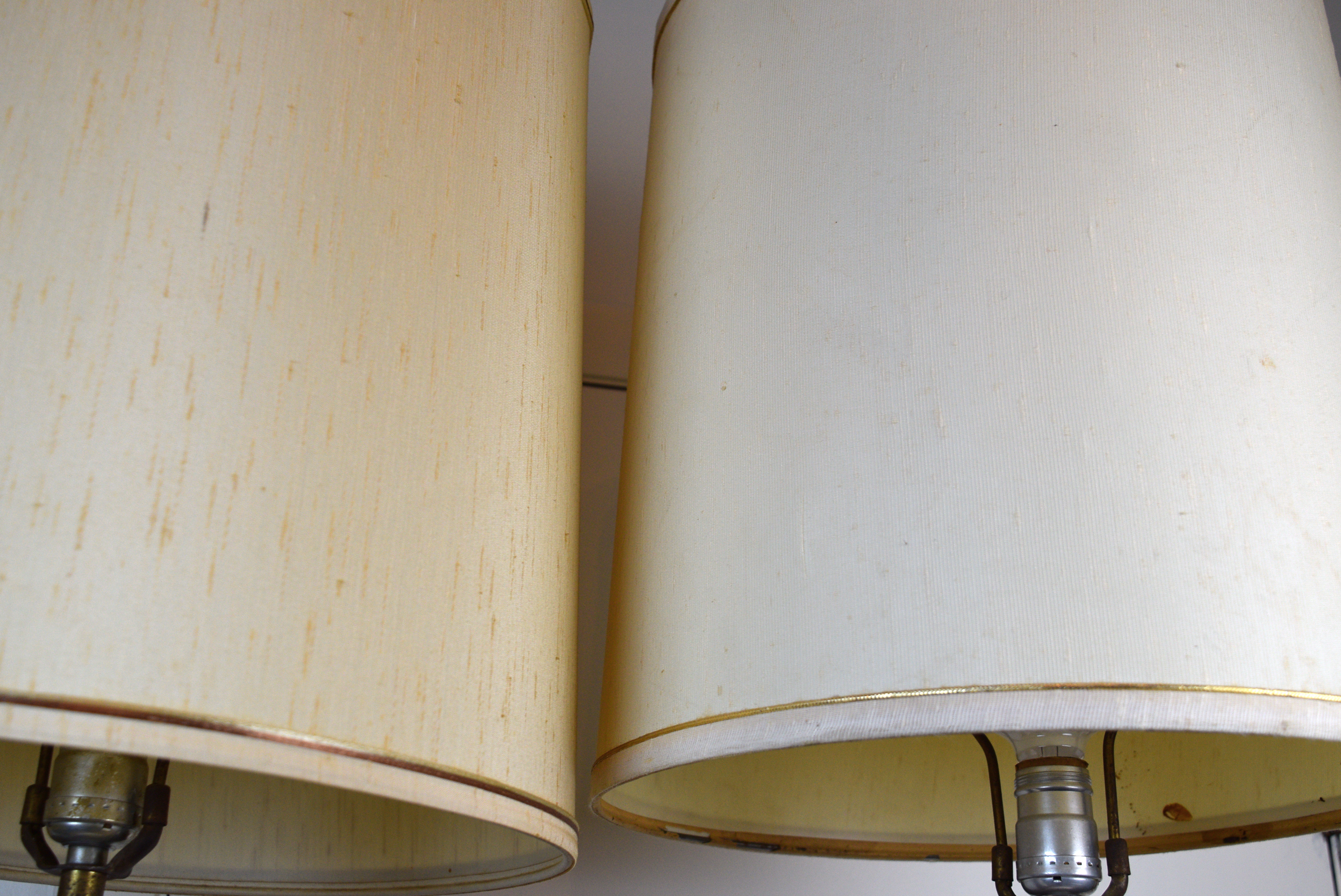 Pair of Mid Century White and Gold Table Lamps