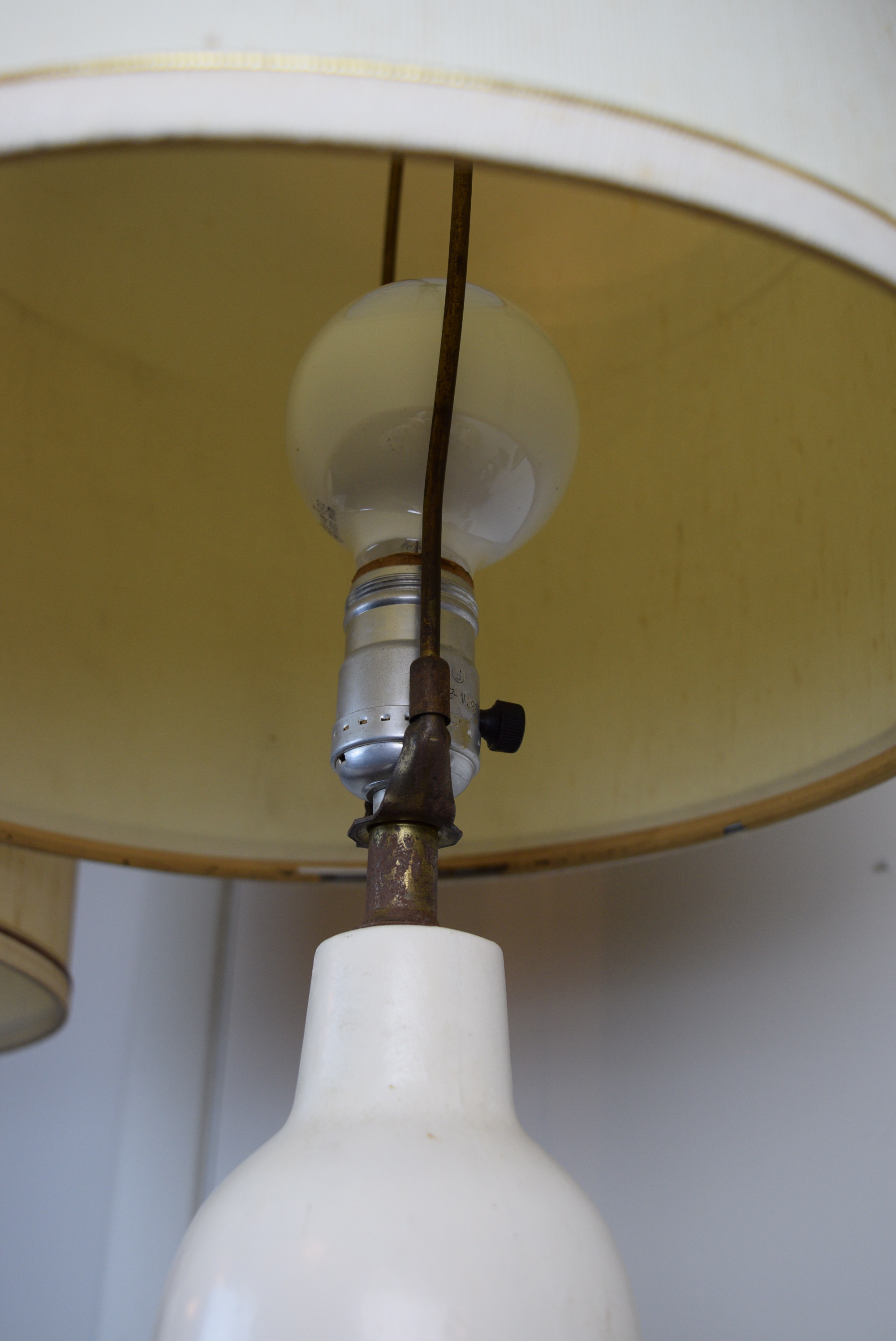 Pair of Mid Century White and Gold Table Lamps