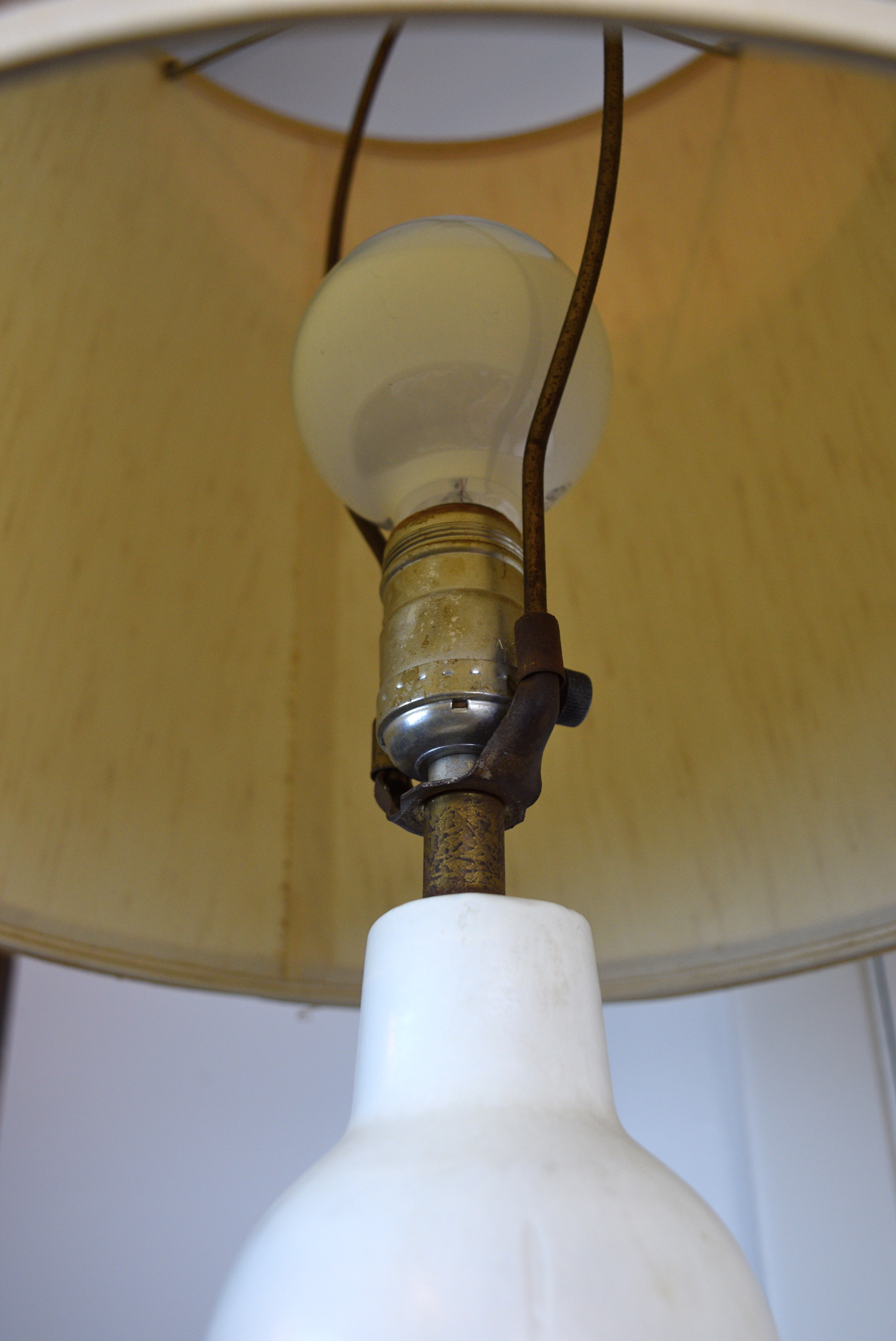 Pair of Mid Century White and Gold Table Lamps