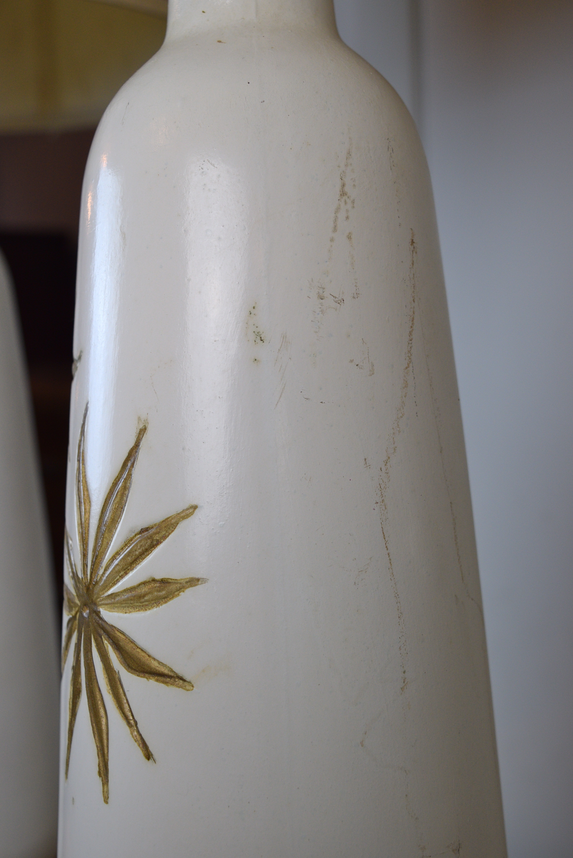 Pair of Mid Century White and Gold Table Lamps