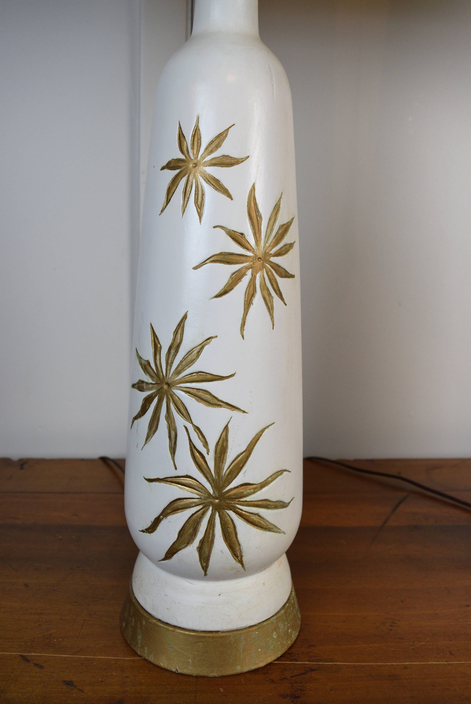 Pair of Mid Century White and Gold Table Lamps