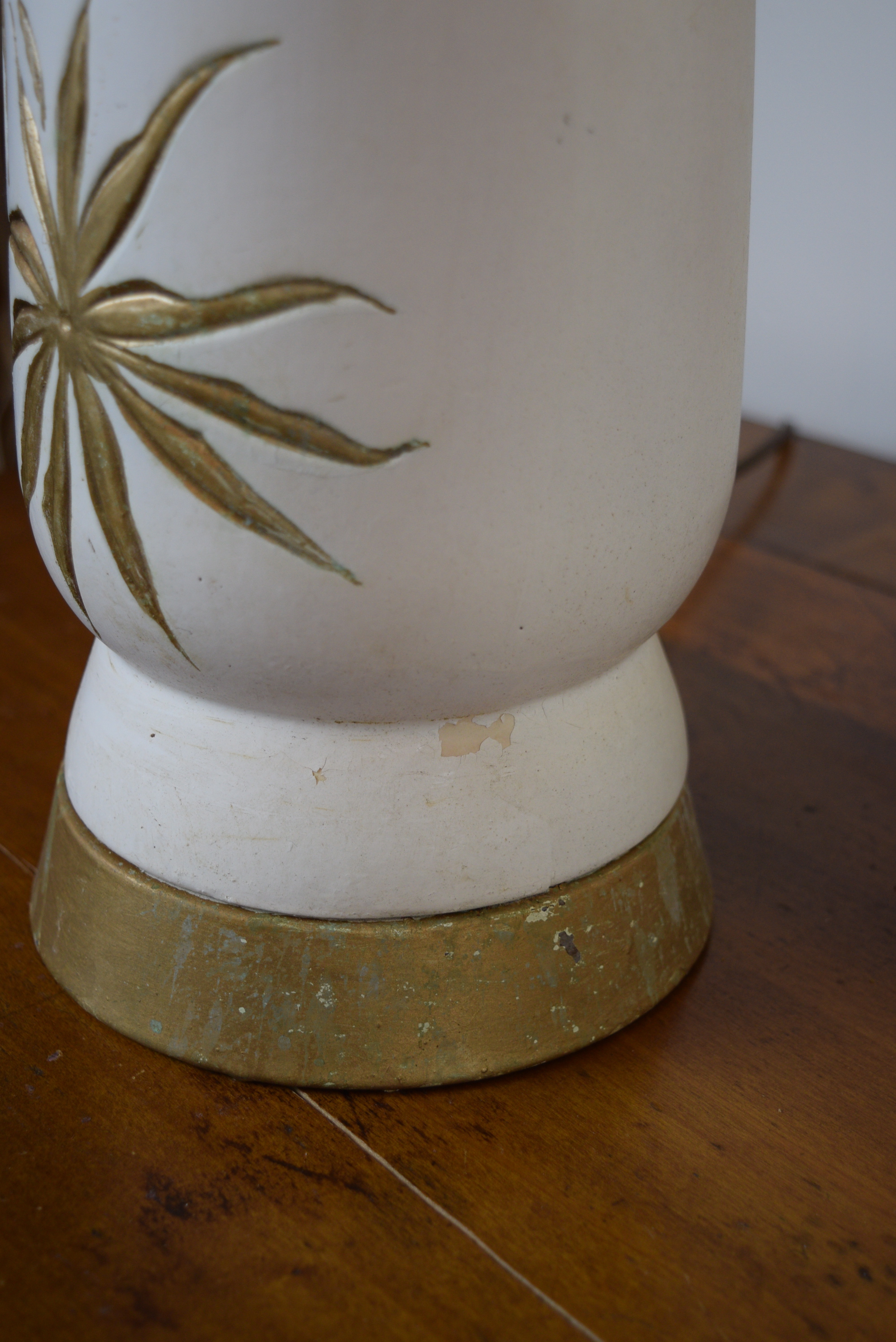 Pair of Mid Century White and Gold Table Lamps