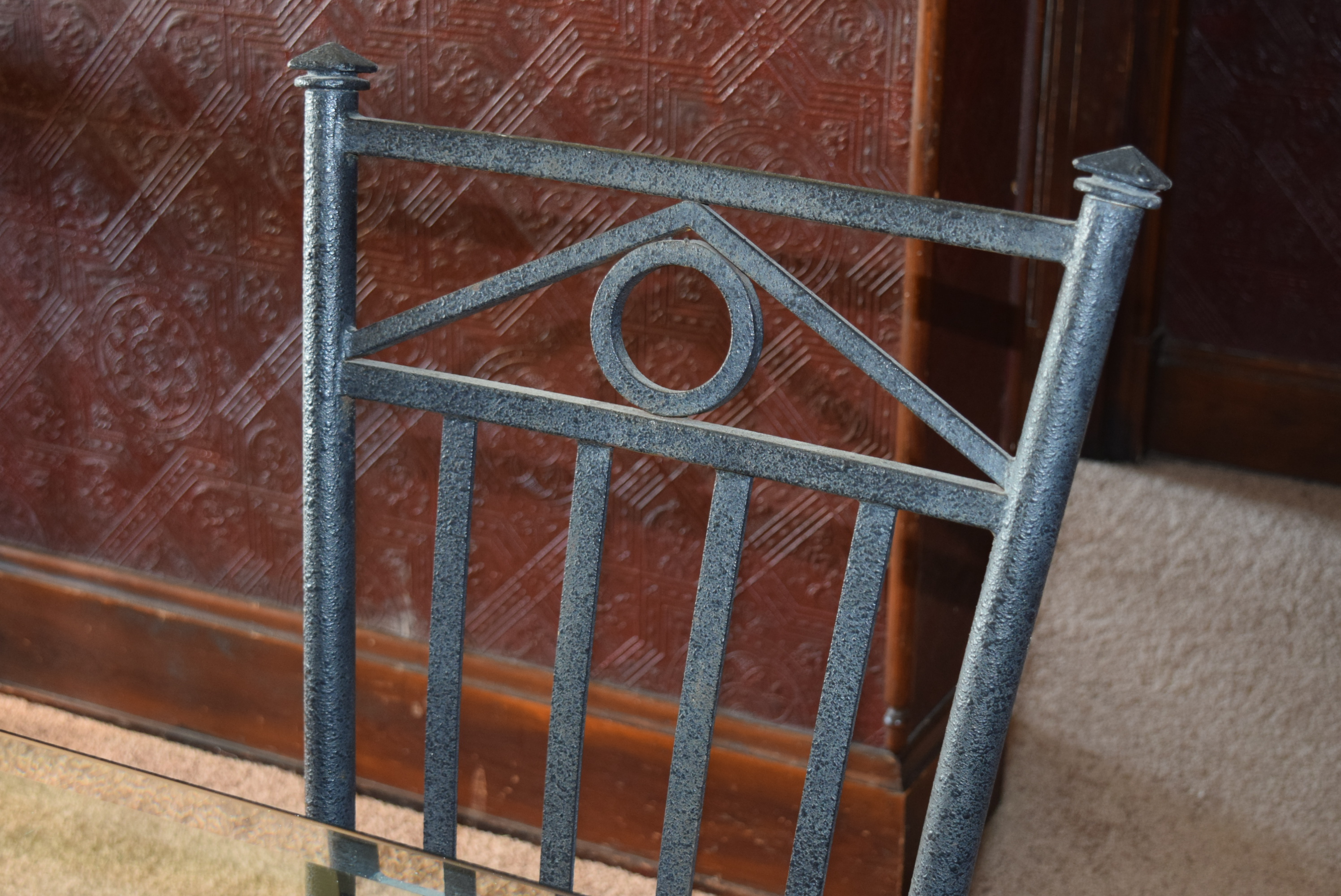 Glasstop Iron Table with Four Chairs
