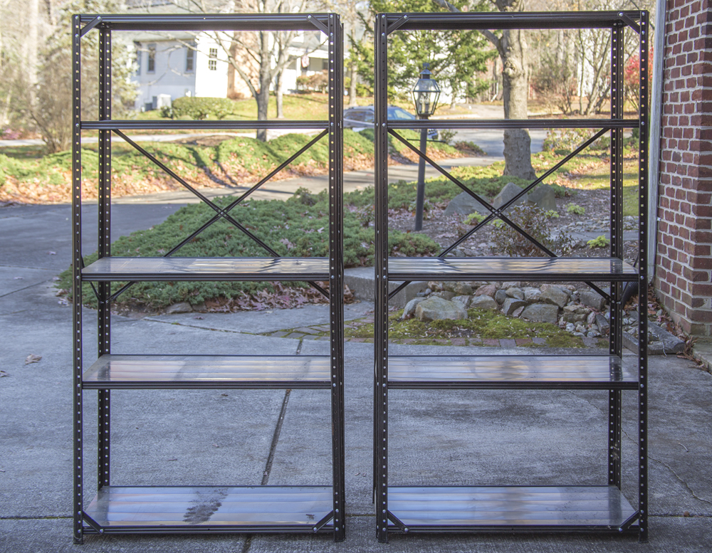 Duo of Black Metal Shelves