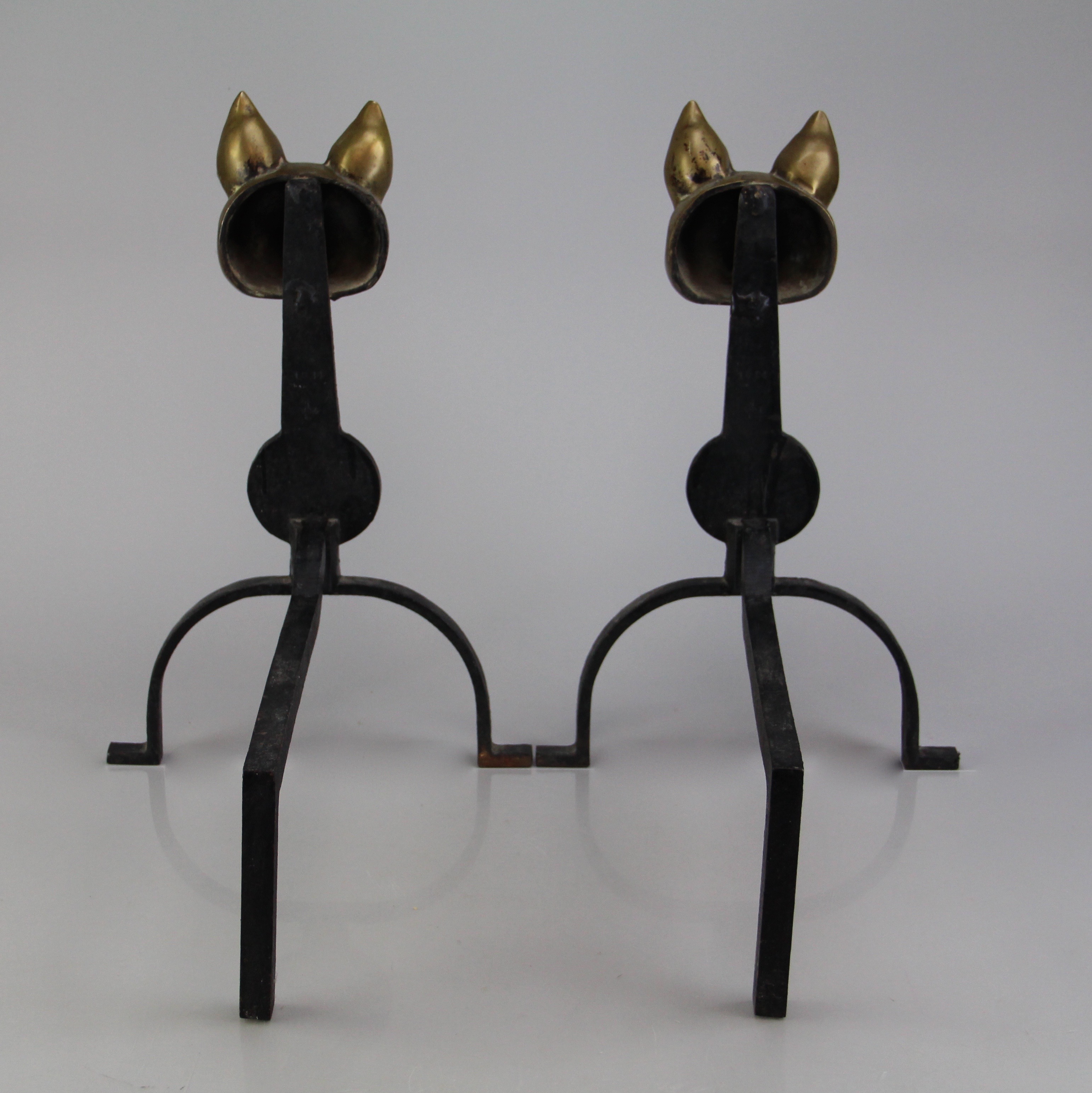 Fox Head Andirons by Virginia Metalcrafters