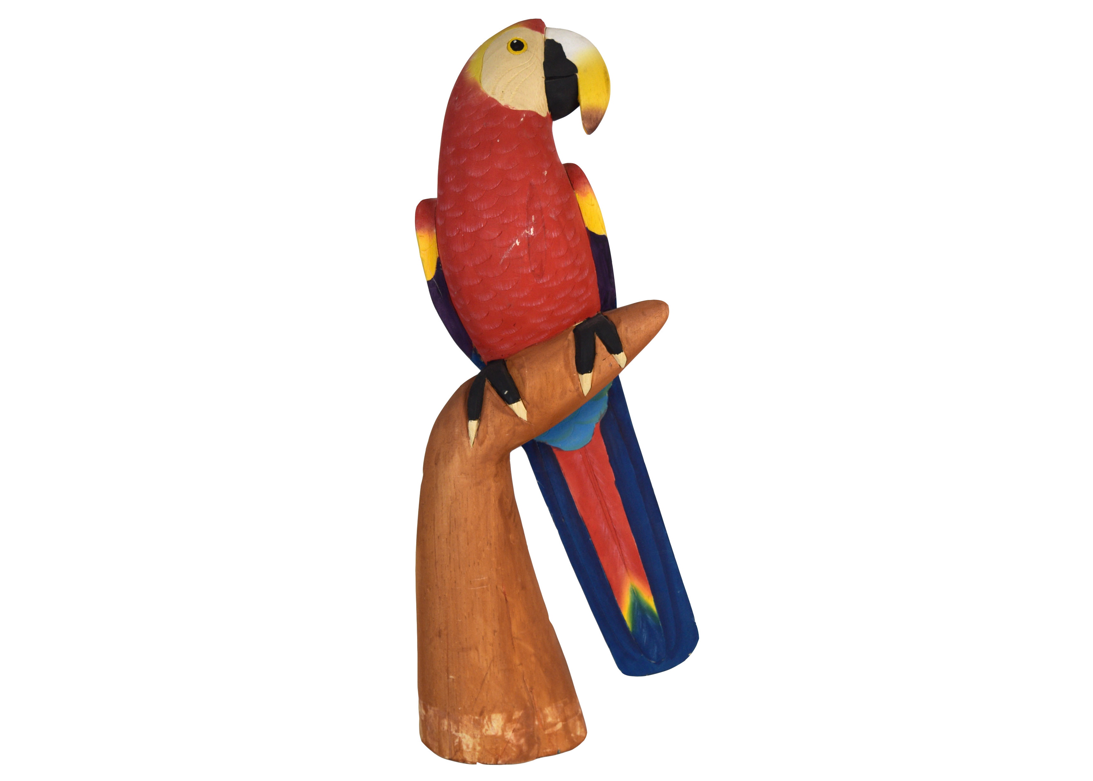 Hand Carved Wooden Parrot Statue