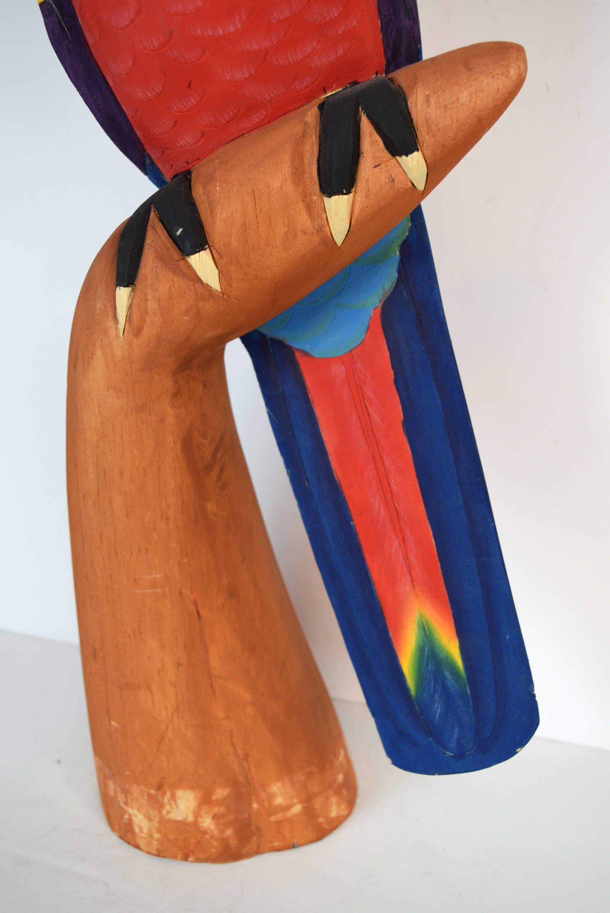 Hand Carved Wooden Parrot Statue