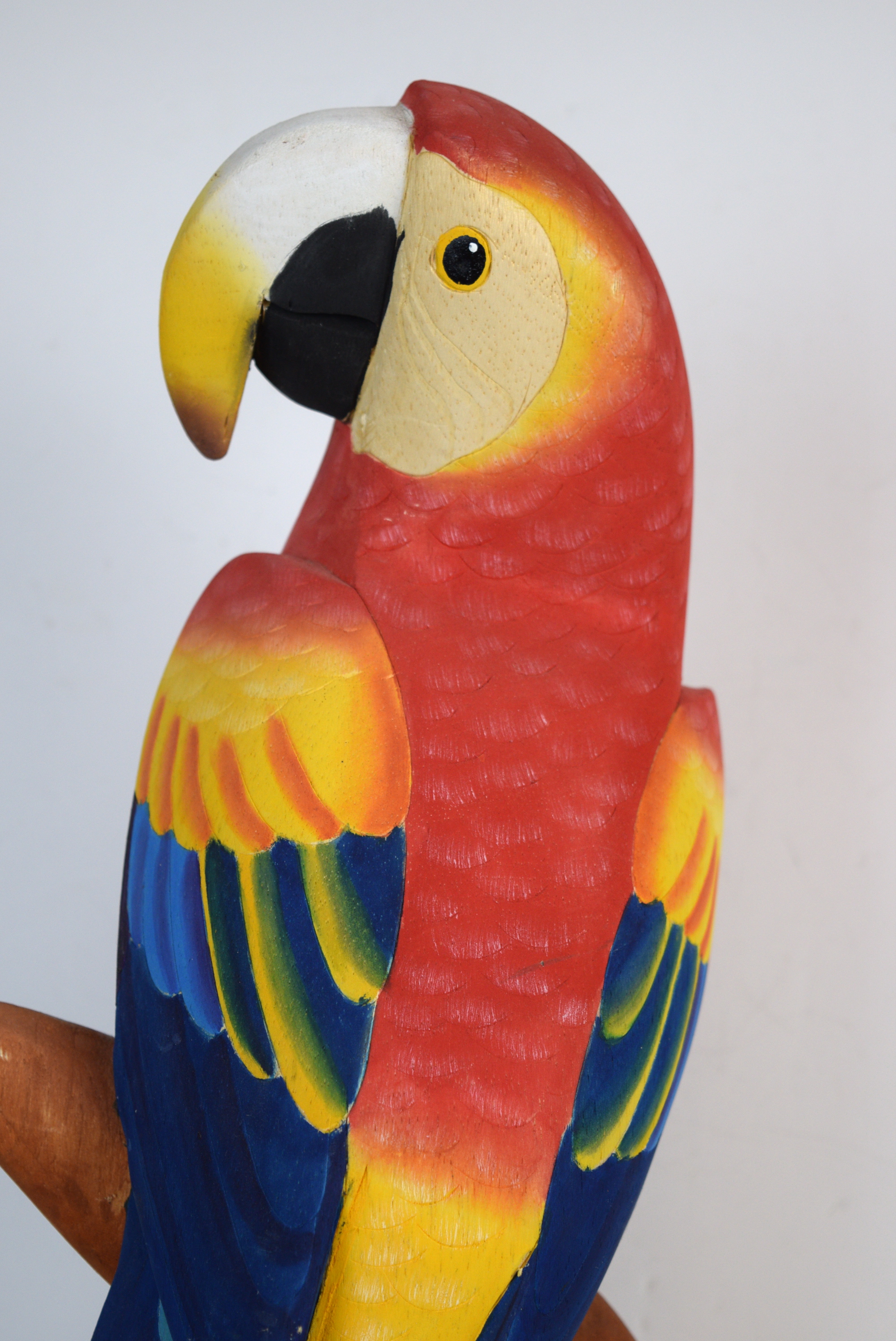Hand Carved Wooden Parrot Statue