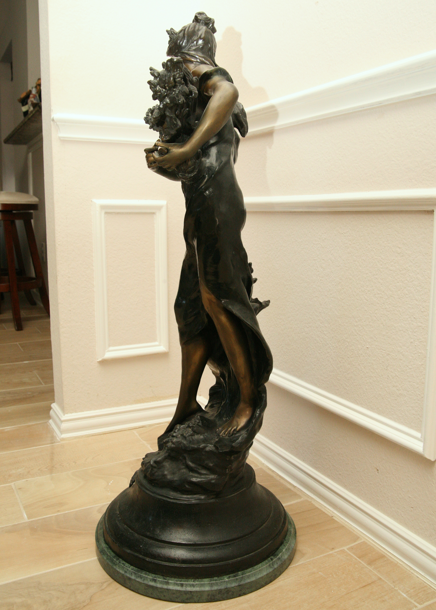 Bronze Sculpture After Auguste Moreau's "Lady with Wheat"