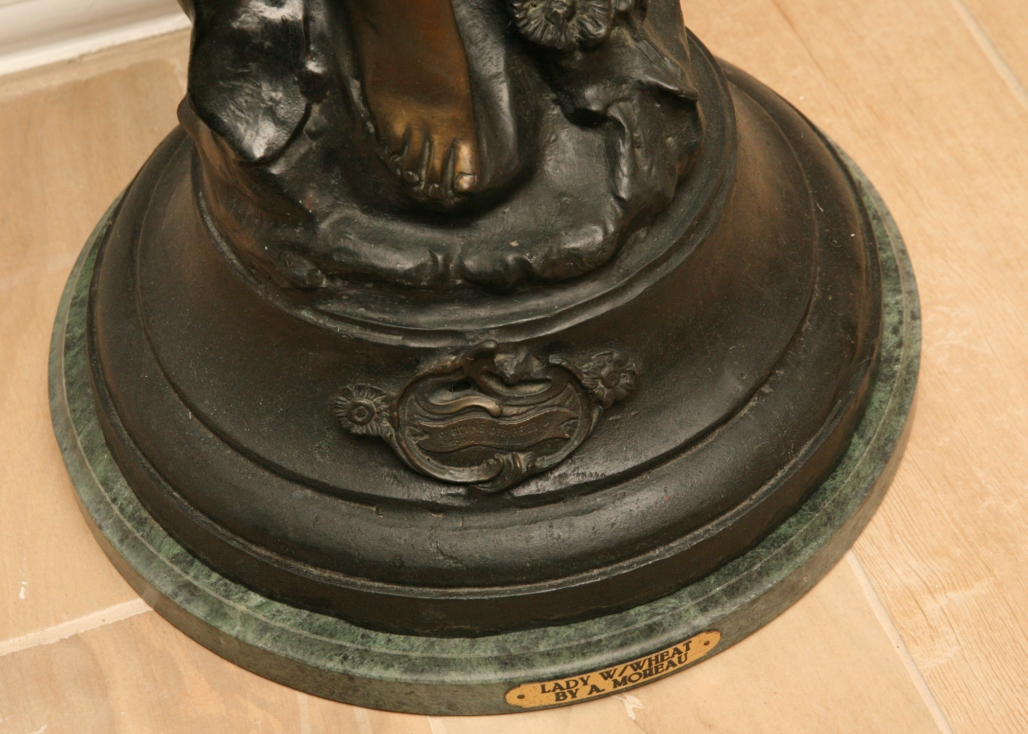 Bronze Sculpture After Auguste Moreau's "Lady with Wheat"