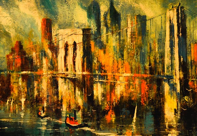 Mid-Century Jack Laycox "East River" Framed Print