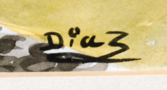 Pair of Benito Diaz Watercolors of Santa Prisca Church, Mexico