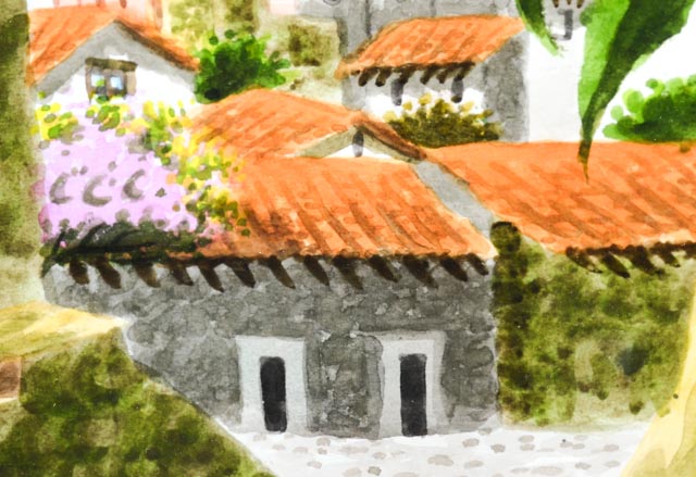 Pair of Benito Diaz Watercolors of Santa Prisca Church, Mexico