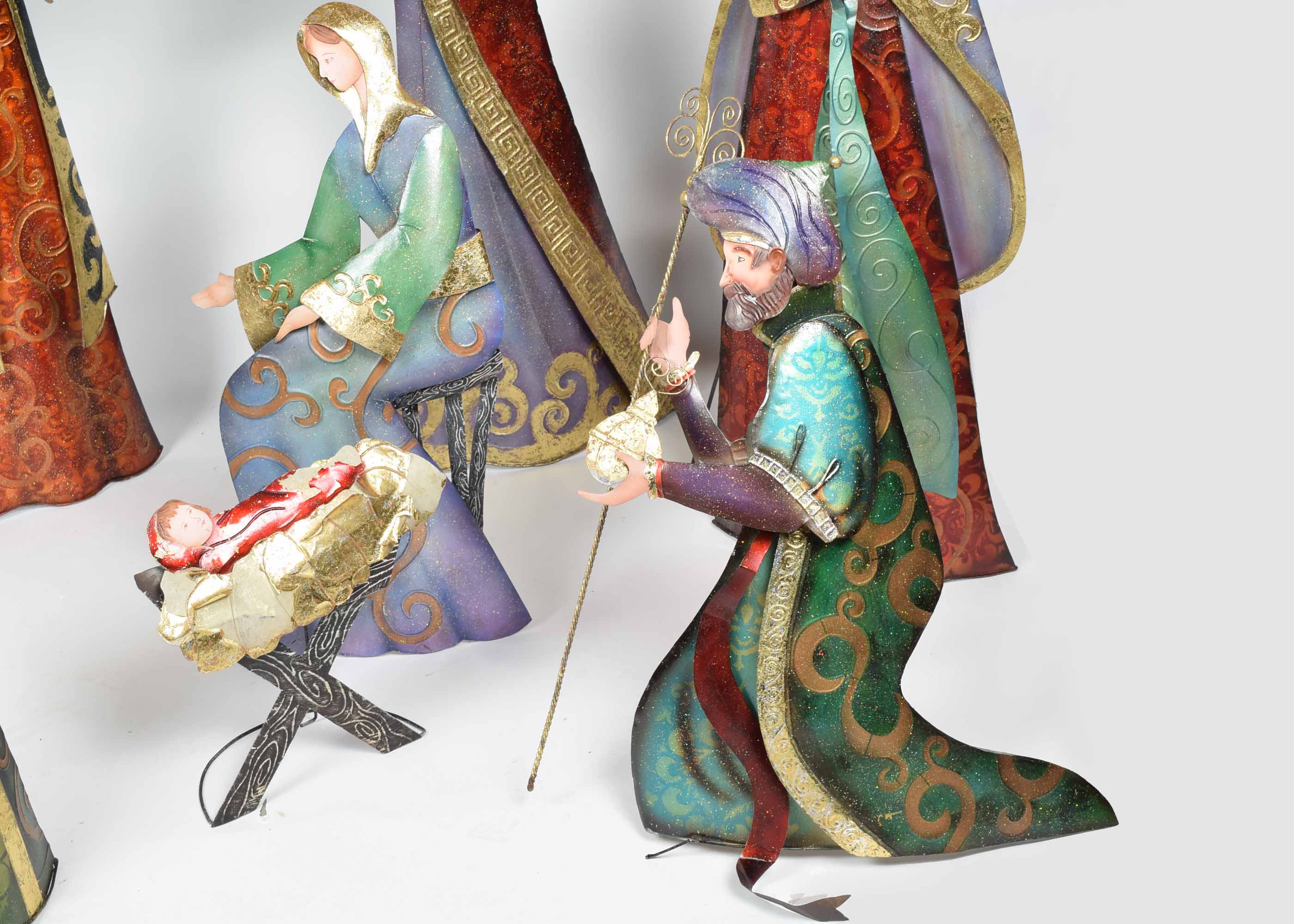 Seven Piece Metal Nativity Set