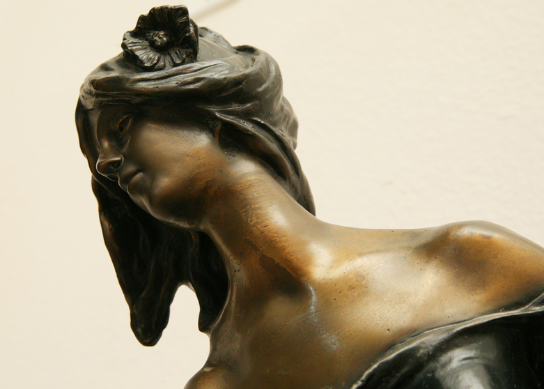 Bronze Sculpture After Auguste Moreau's "Lady with Wheat"