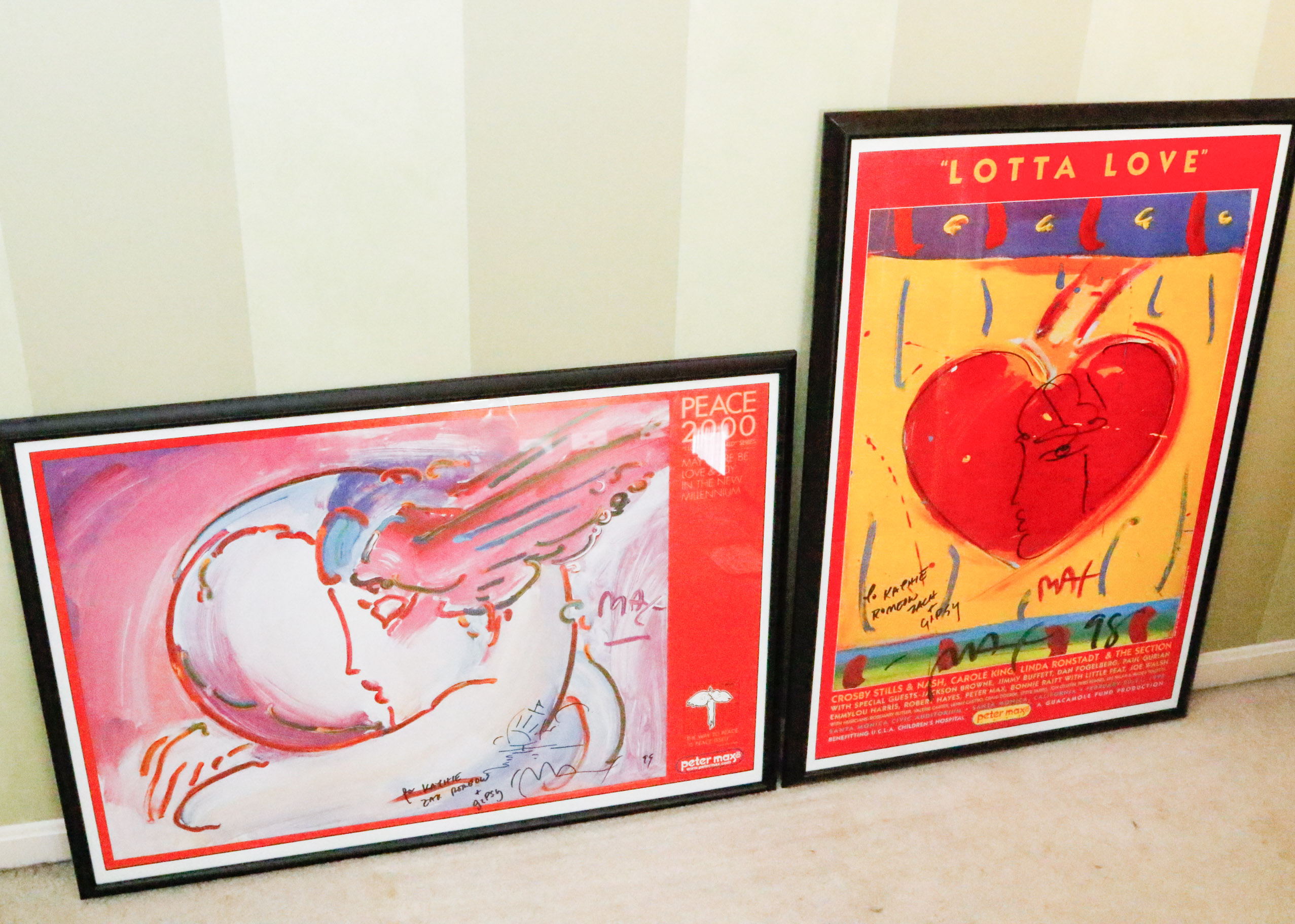 Pair of Framed Posters Signed by Artist Peter Max
