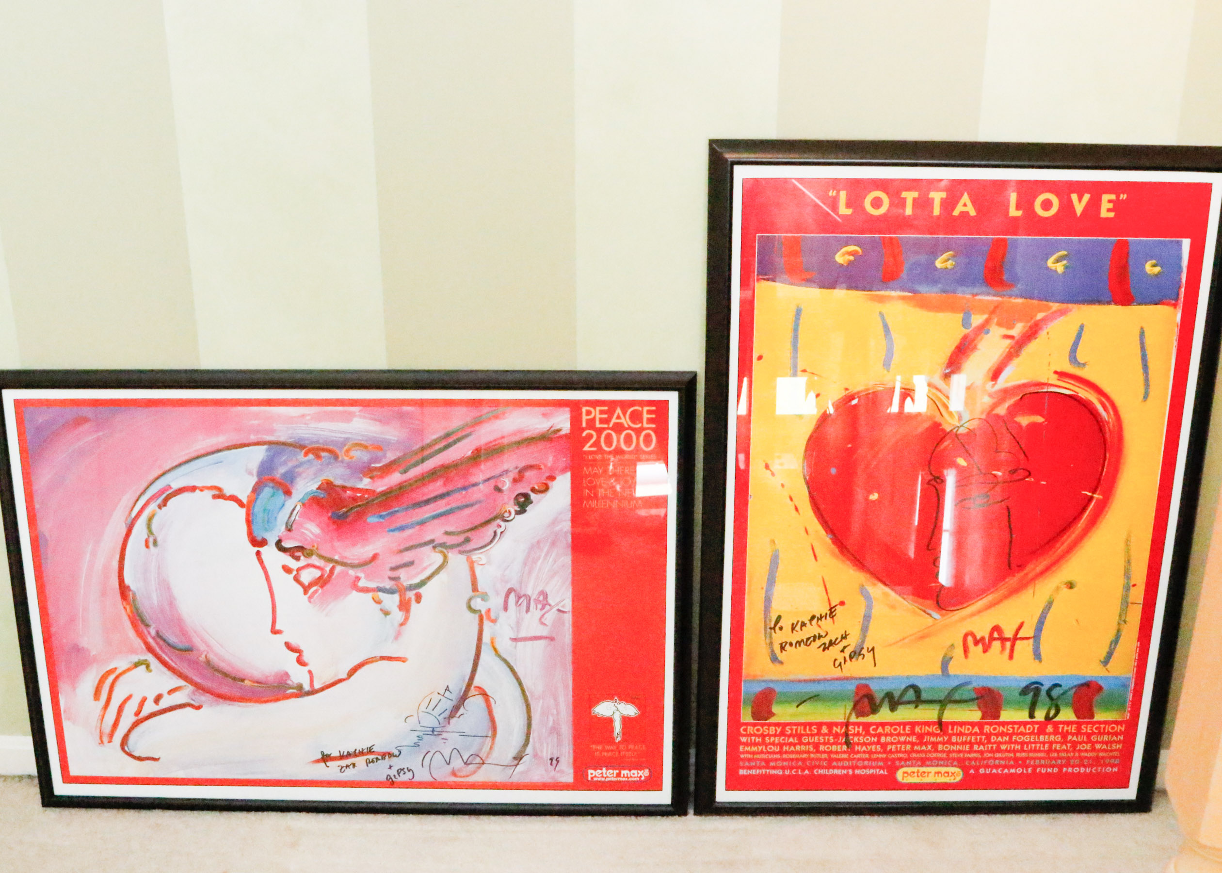 Pair of Framed Posters Signed by Artist Peter Max