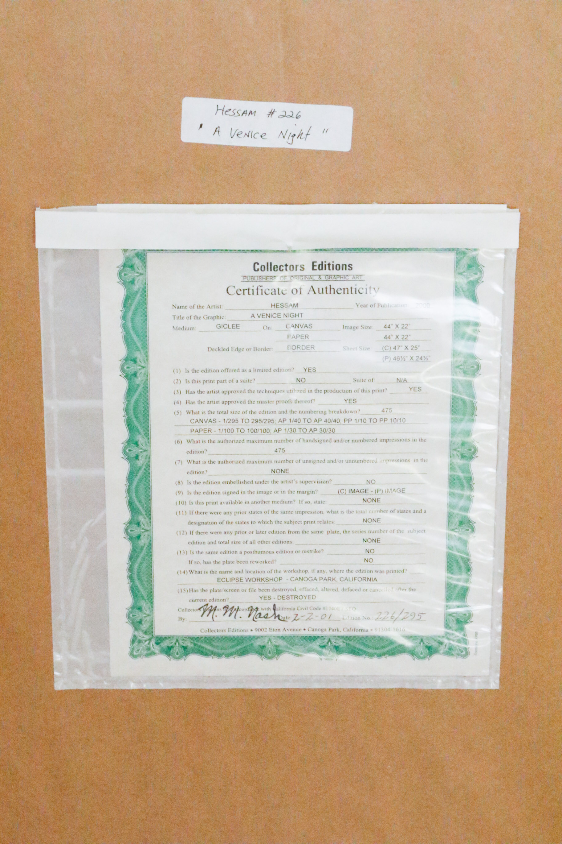 Giclee "Venice Night" by Hessam