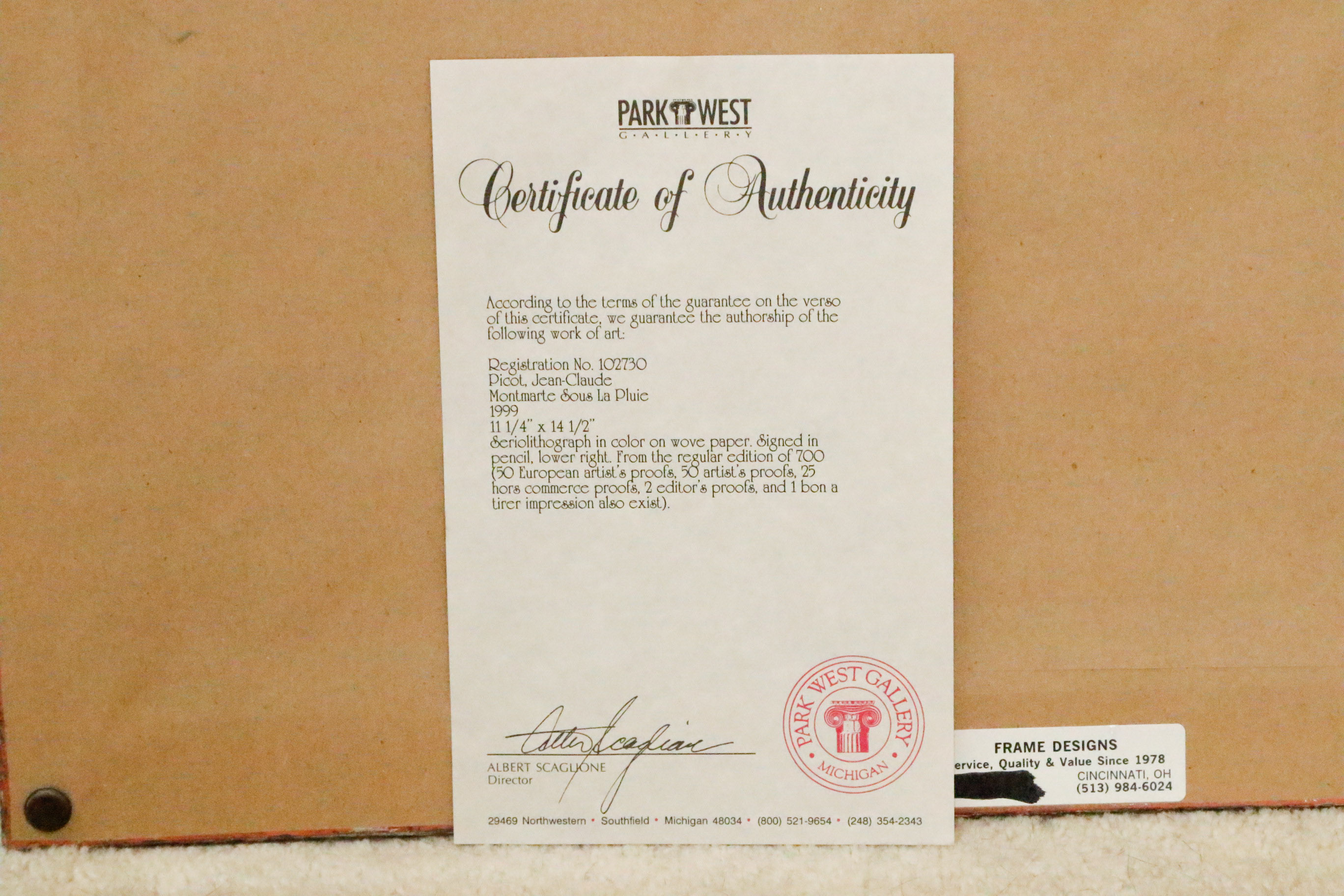 Jean-Claude Picot "Montmartre Sous La Pluie" Seriolithograph