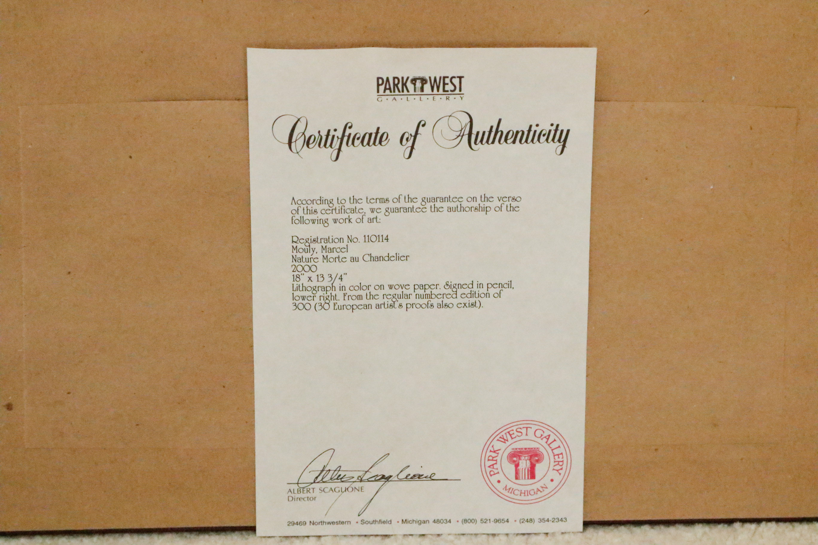 Marcel Mouly "Nature Morte au Chandalier"