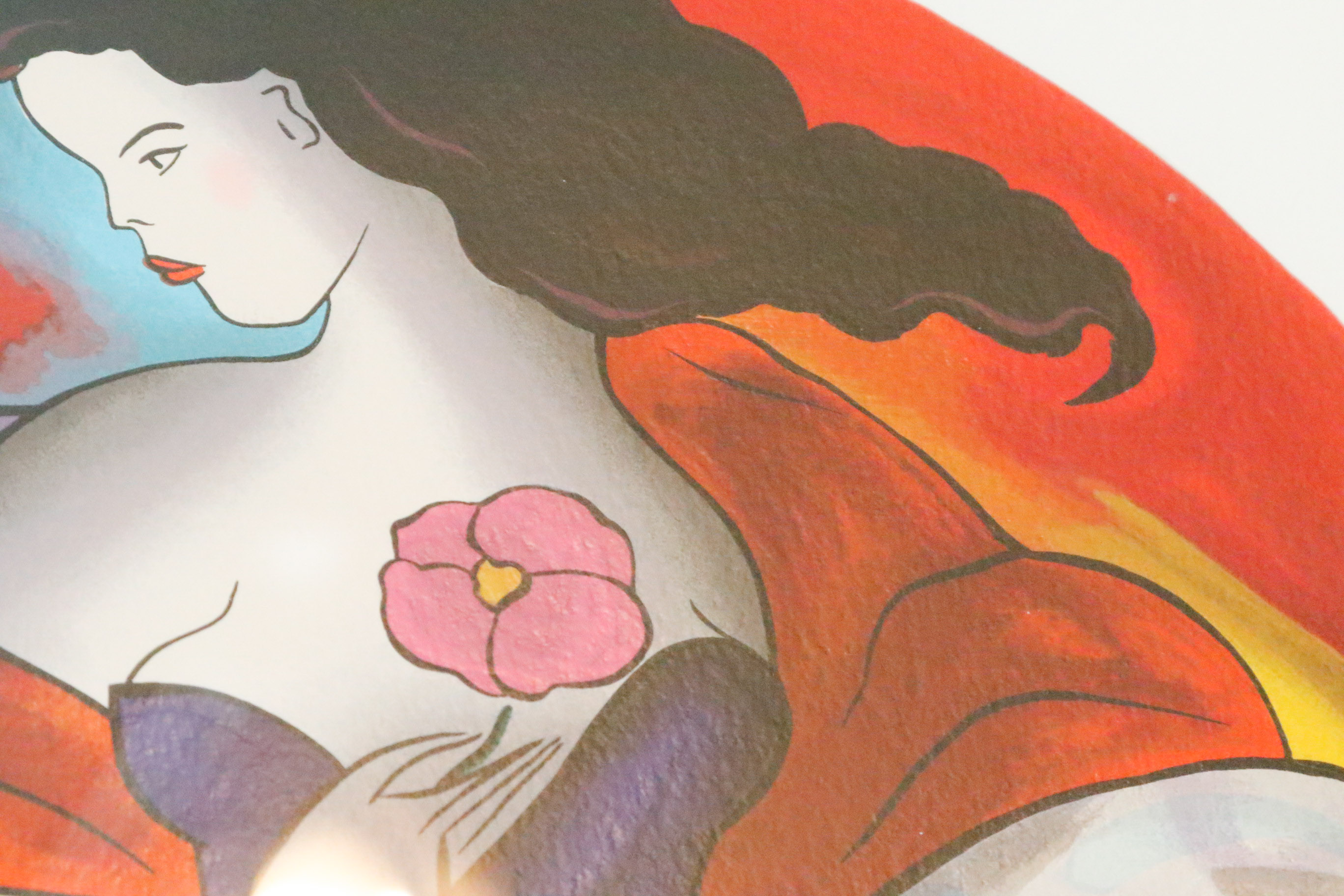 "Black Hair, Pink Flower, Blue Banjo" by Le Kinff