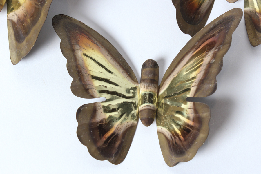Collection of Metal Butterflies, Brass Doorknob and Trinkets