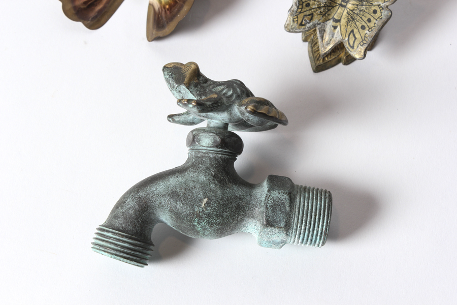 Collection of Metal Butterflies, Brass Doorknob and Trinkets