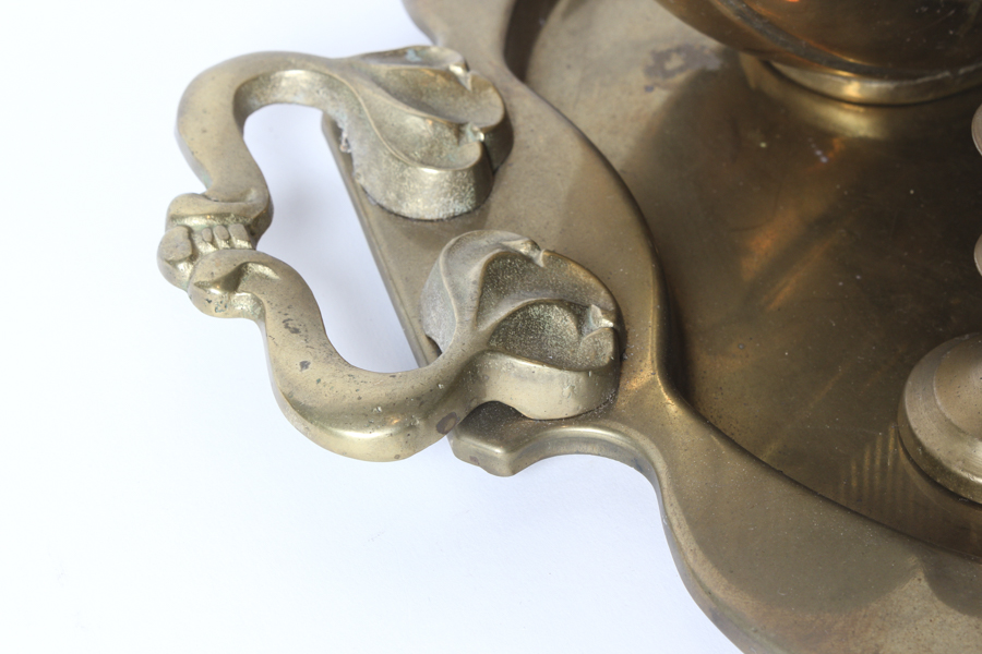 Gold Tone Tray and Candle Sticks