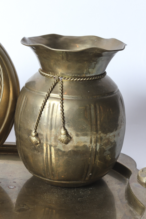 Gold Tone Tray and Candle Sticks