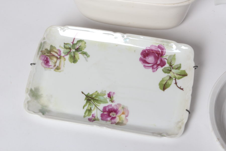 White and Floral Dishware Casserole and Pie Dishes