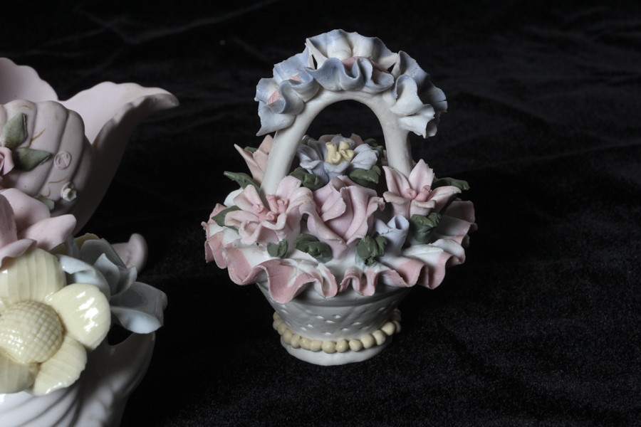 Grouping of Bisque and Porcelain Swans