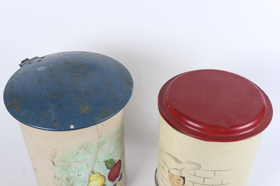 Pair of Metal Trash Cans with Foot Pedals