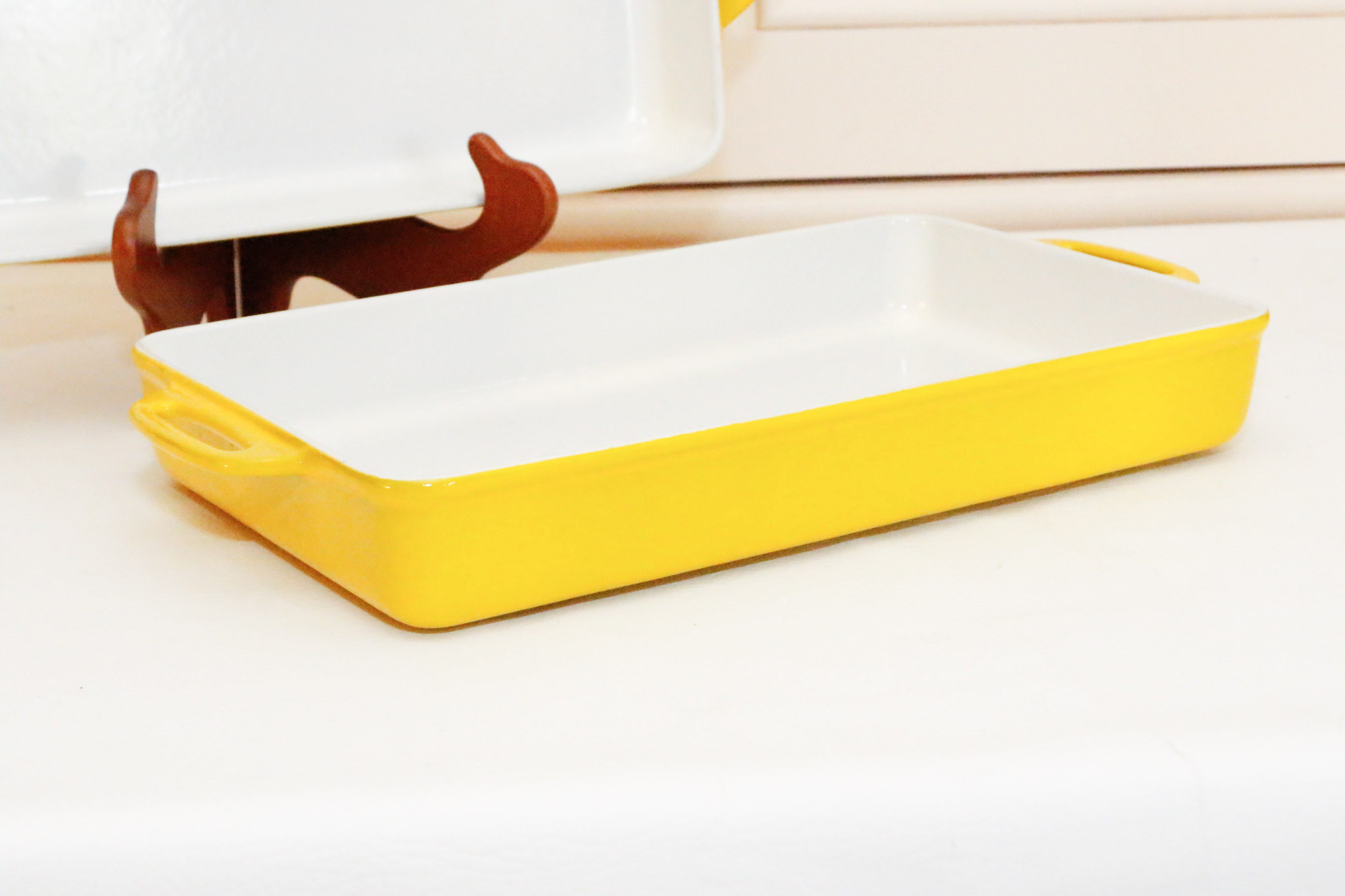 Vintage Yellow Cast Iron Roasters With Fondue Pot