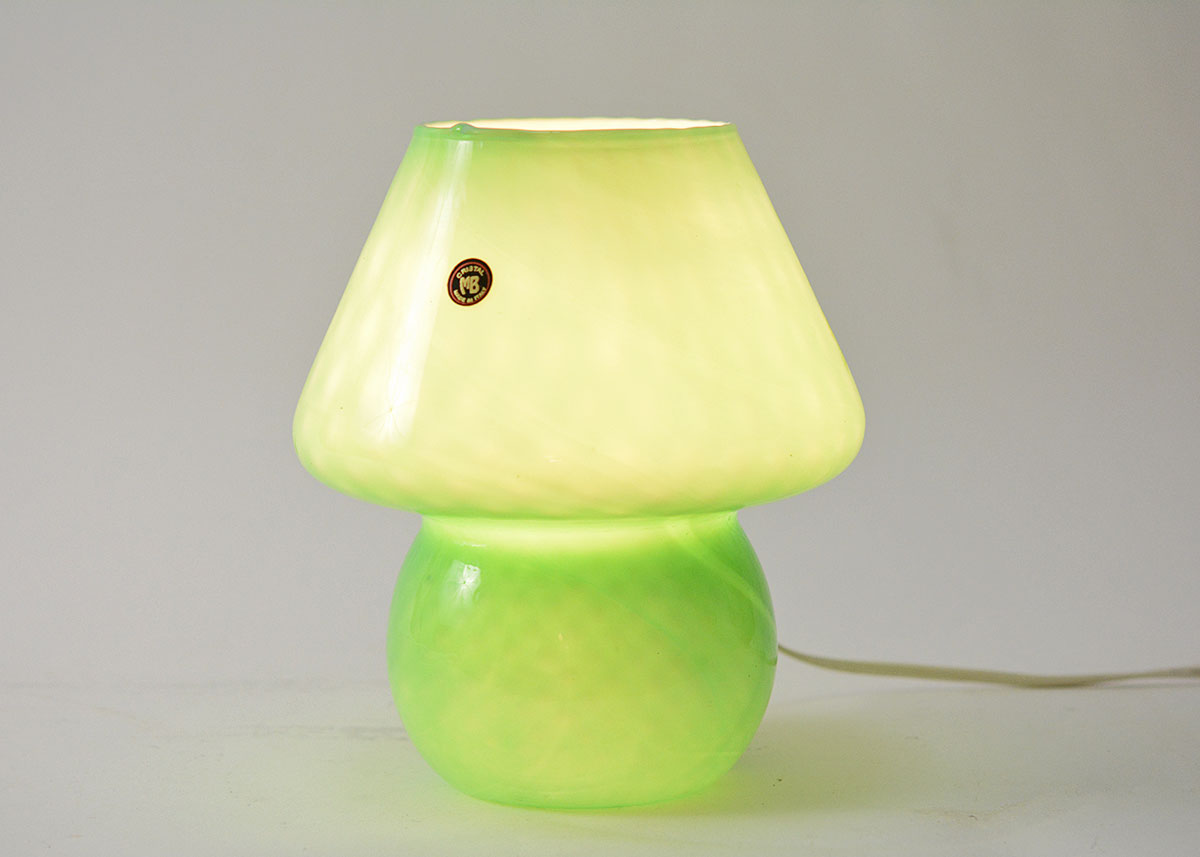 Handblown Murano Art Glass Mushroom Lamp