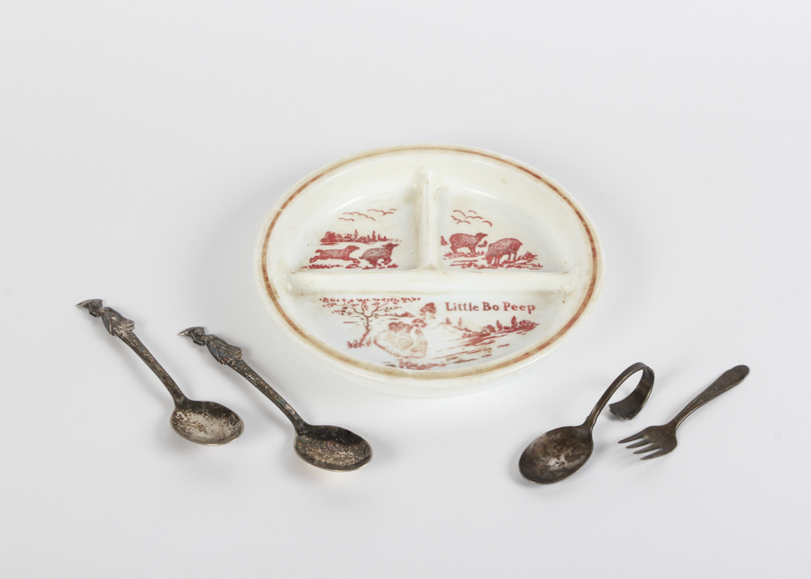 Little Bo Peep Divided Dish and Mary Poppins 1964 Silverware