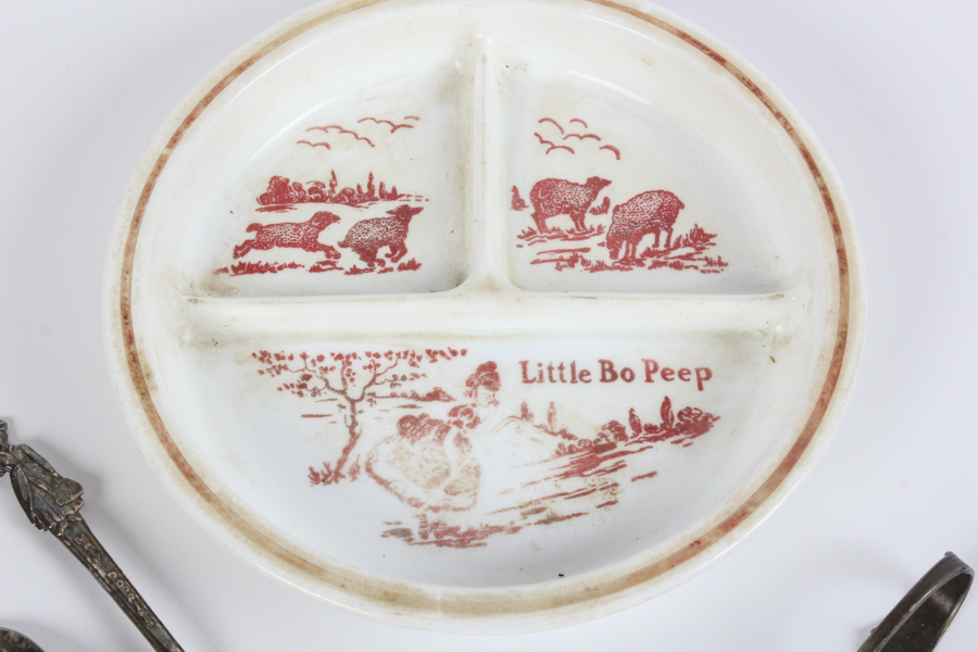 Little Bo Peep Divided Dish and Mary Poppins 1964 Silverware