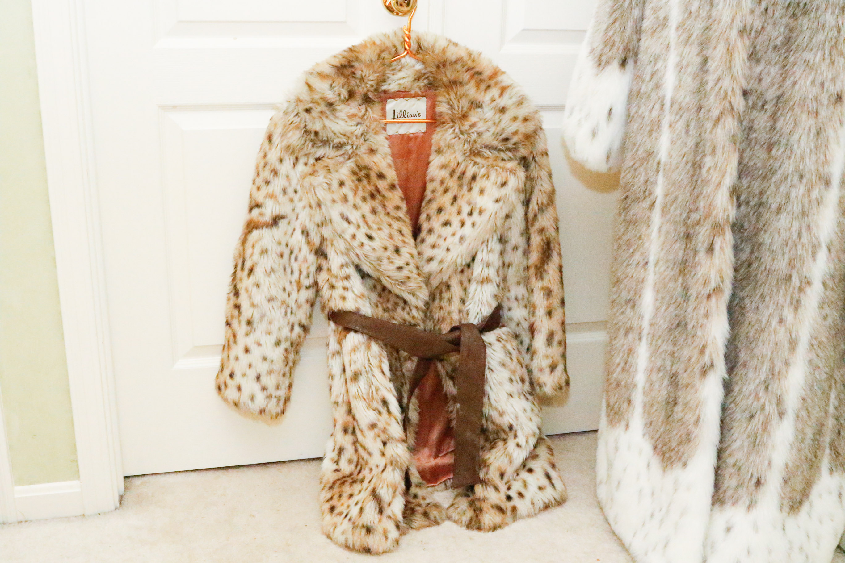Two Fabulous White and Black Spotted Faux Fur Coats