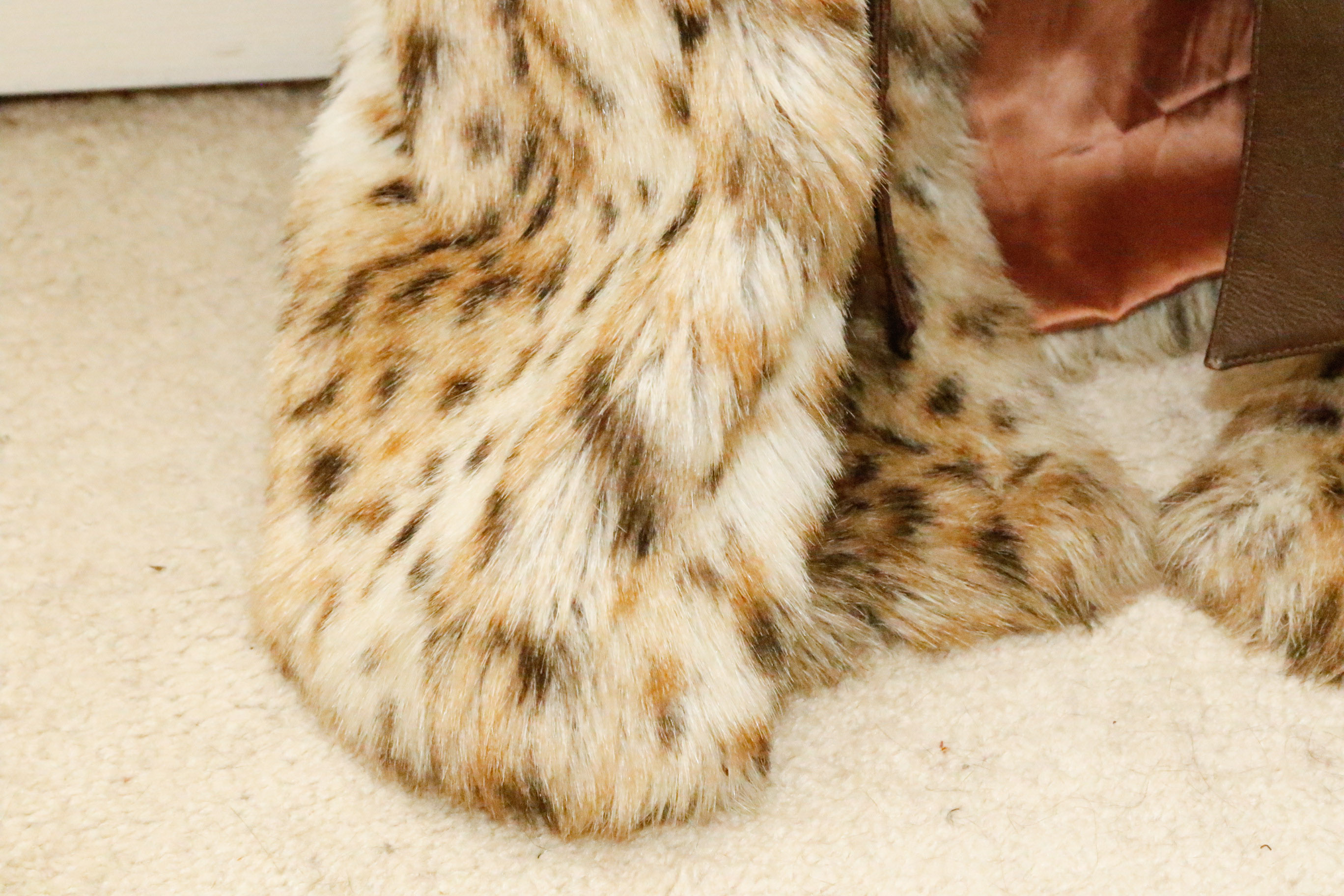 Two Fabulous White and Black Spotted Faux Fur Coats