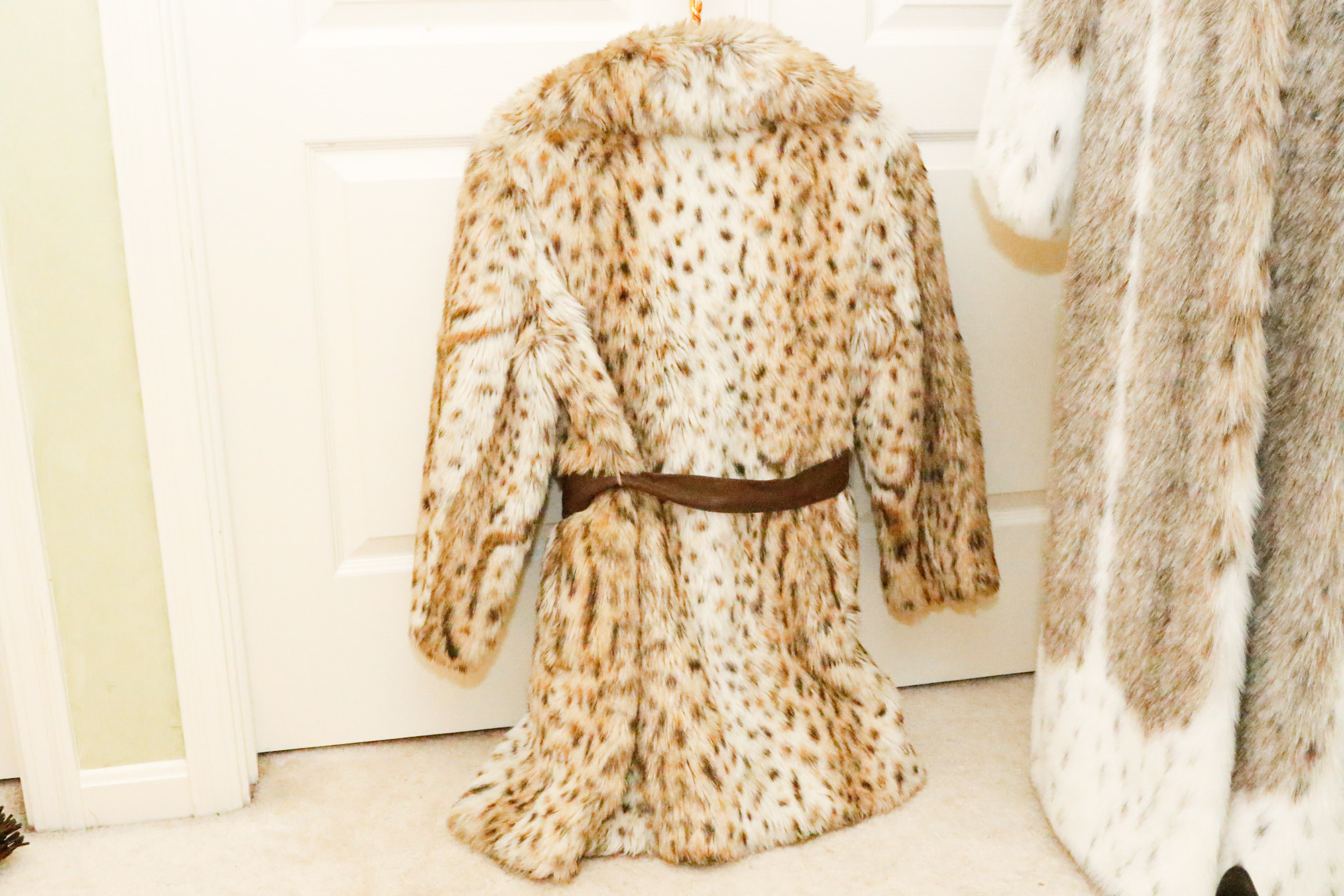 Two Fabulous White and Black Spotted Faux Fur Coats