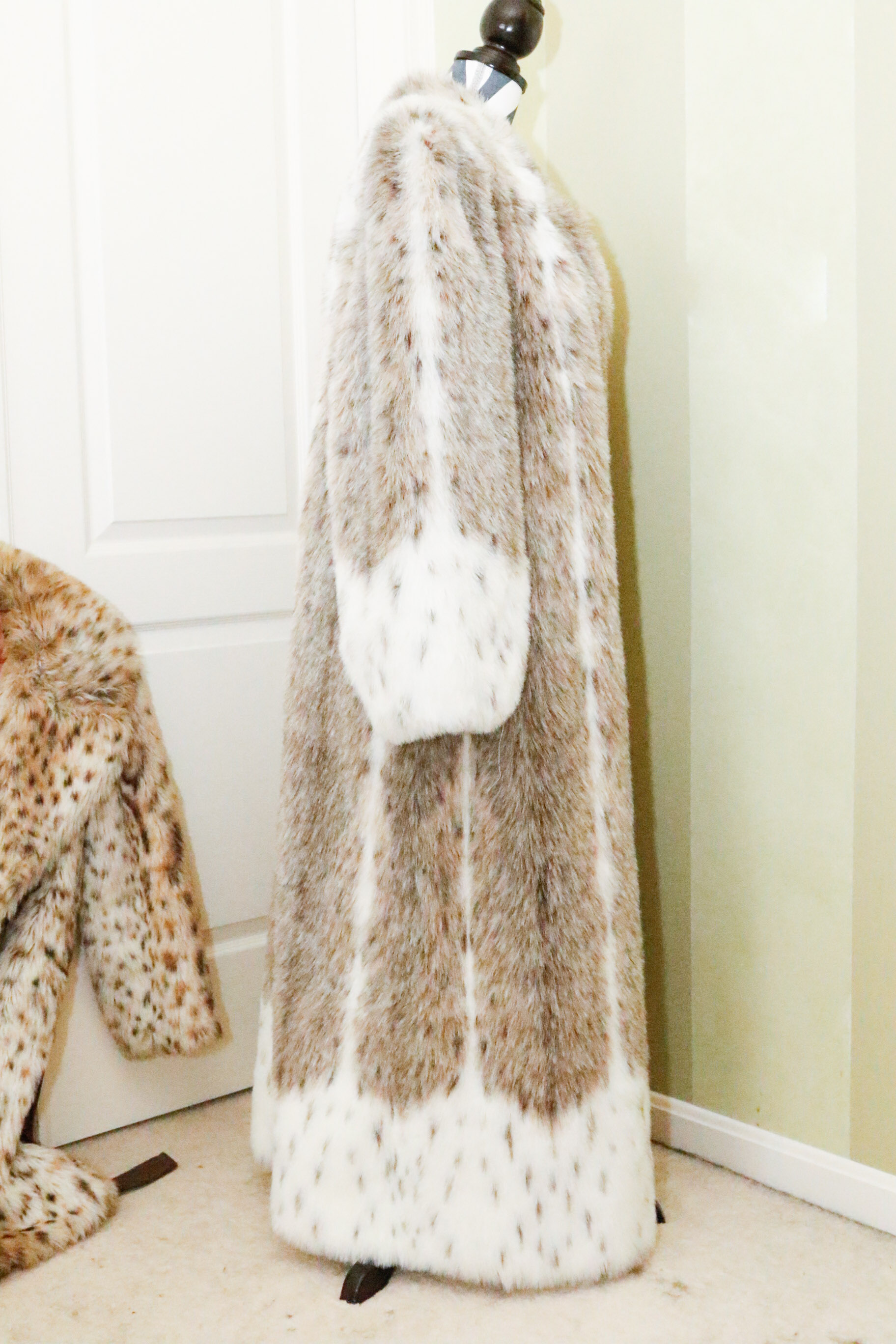 Two Fabulous White and Black Spotted Faux Fur Coats